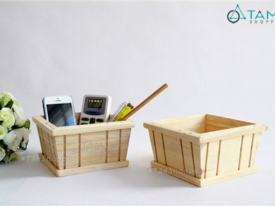 Chậu gỗ vuông thấp Nhỏ, không in